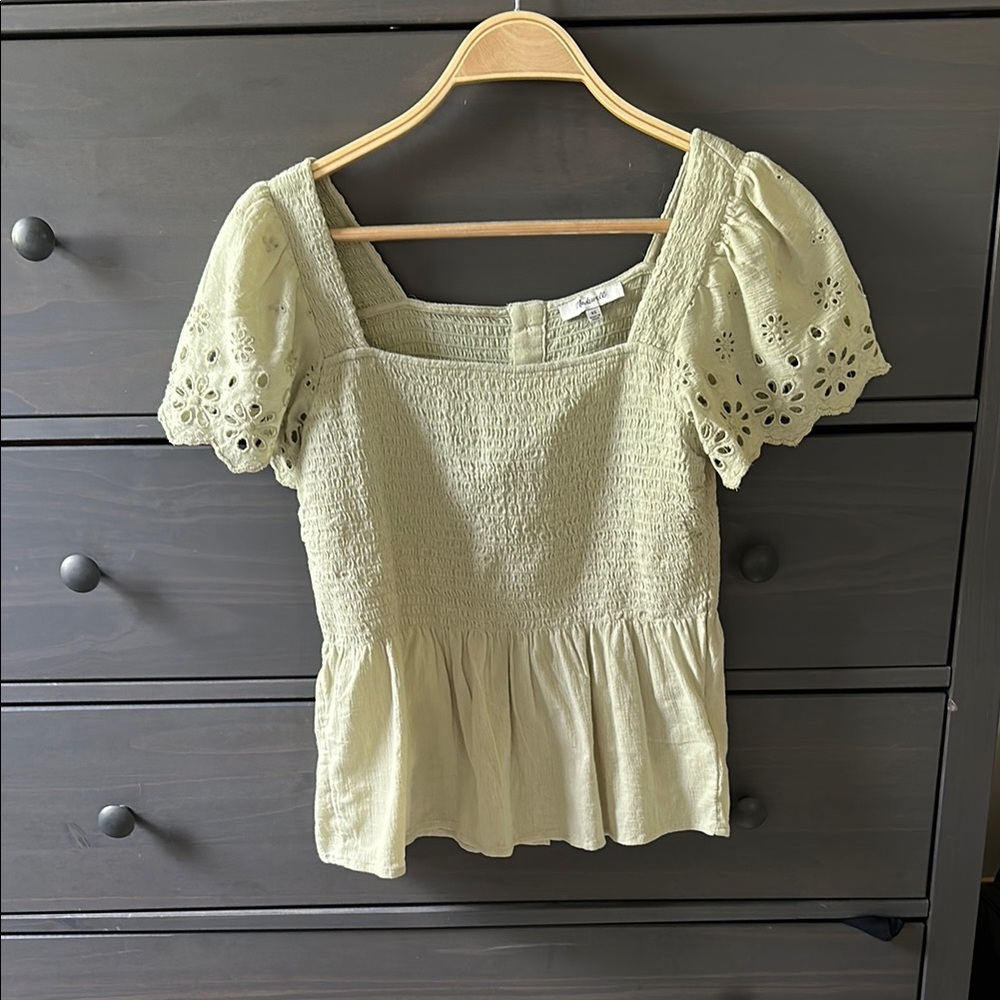 NWT Madewell Eyelet Smocked Top